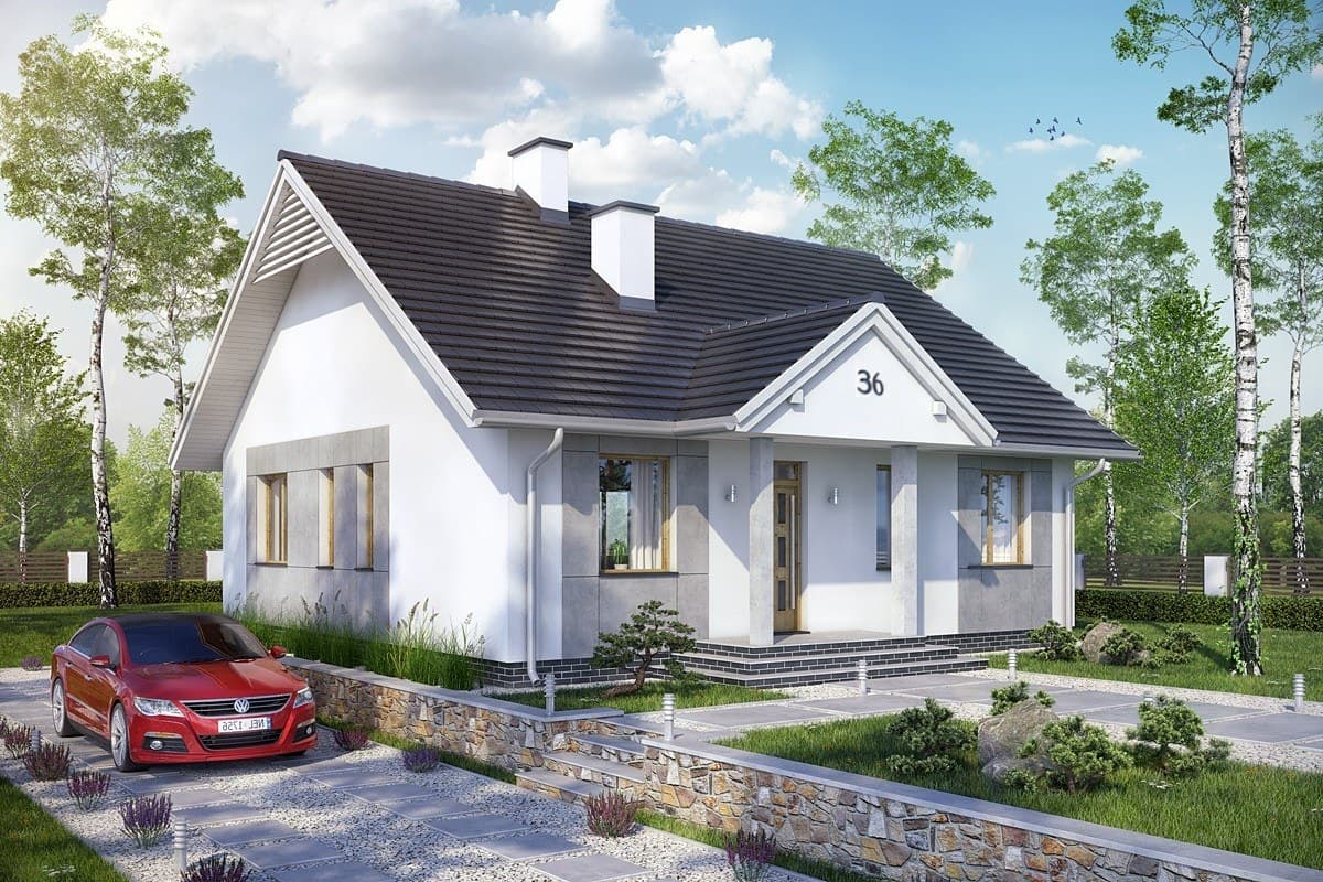 Mẫu nhà cấp 4 đơn giản sẽ dùng toàn bộ cửa kính cho không gian nhà.