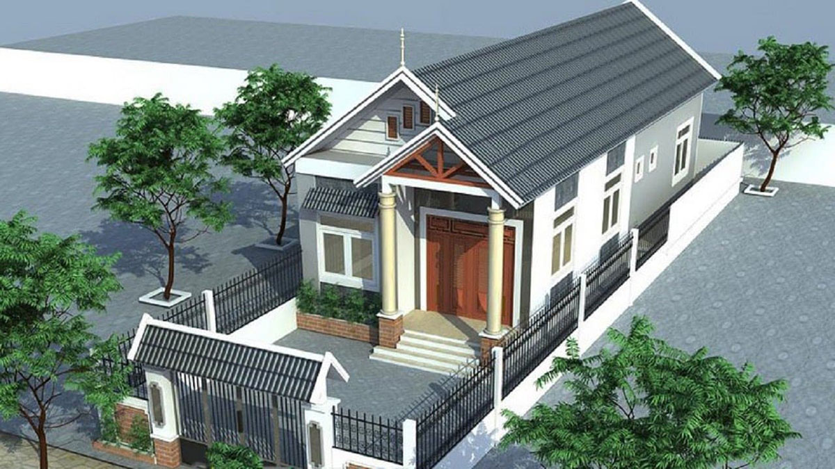Mẫu nhà cấp 4 diện tích 5×15m với thiết kế phần mái cao sẽ không bao giờ lỗi thời