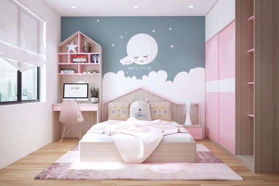 Mẫu giường ngủ 1m2 gỗ công nghiệp cho bé là mẫu giường gỗ đáng yêu, trẻ trung