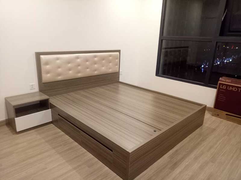 Giường ngủ 1m2 bọc nệm đầu giường tạo nên cảm giác thoải mái