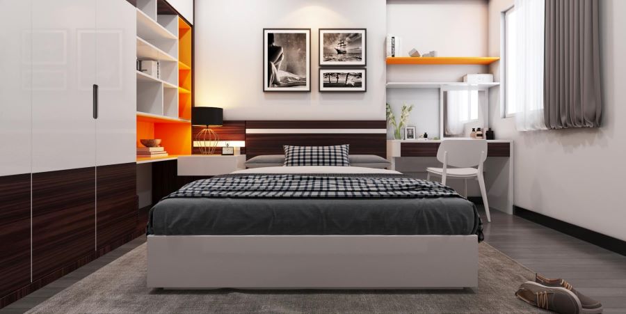 Phòng ngủ dành cho nam giới nên được thiết kế đơn giản nhưng vẫn thể hiện sự mạnh mẽ và năng động.